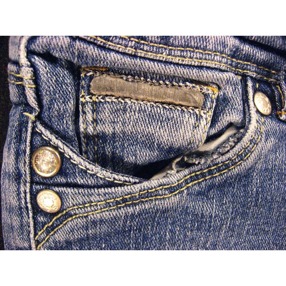 LEVIS GIRLS CUTOFF JEAN SHORTS W 20 MEASURED Tag 6X Kids Adjustable Waist Blue - Picture 5 of 9
